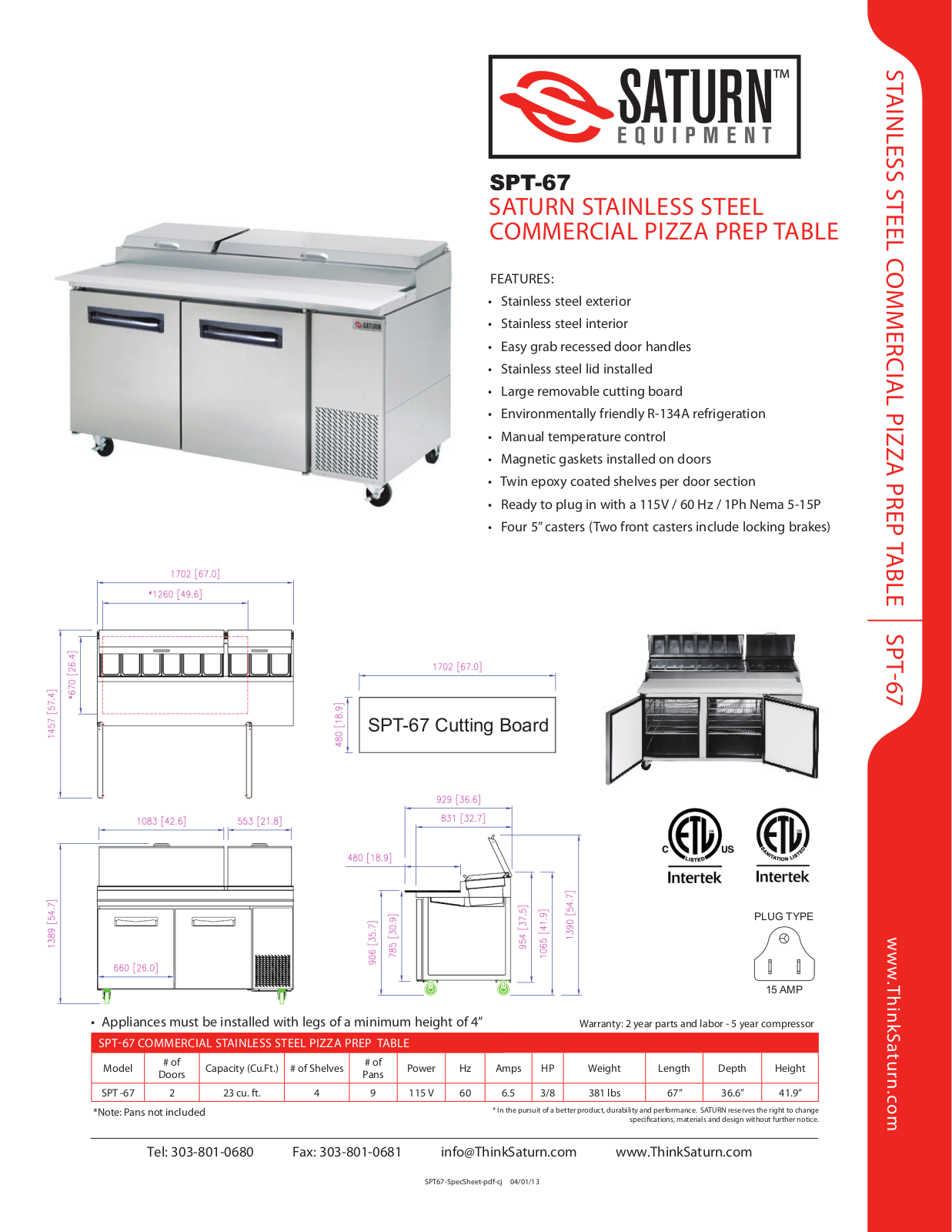 Saturn Equipment SPT-67 User Manual