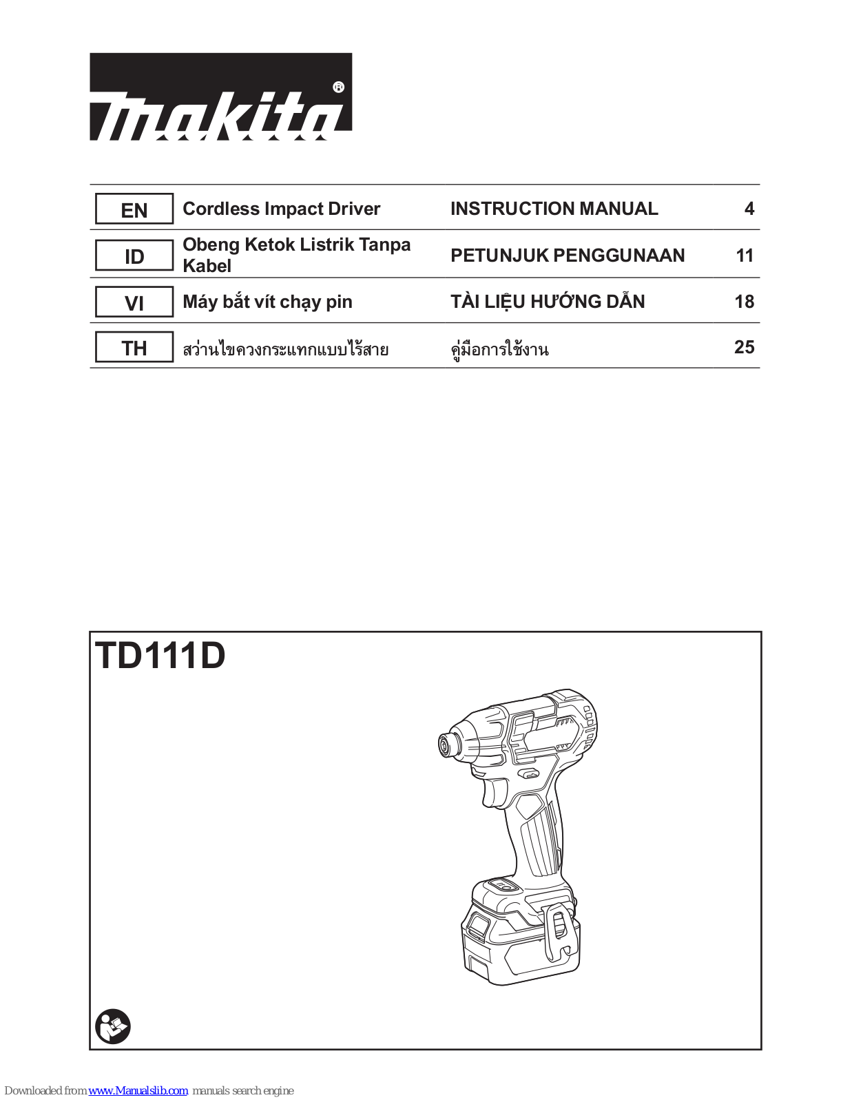 Makita TD111D, DTD153 Instruction Manual