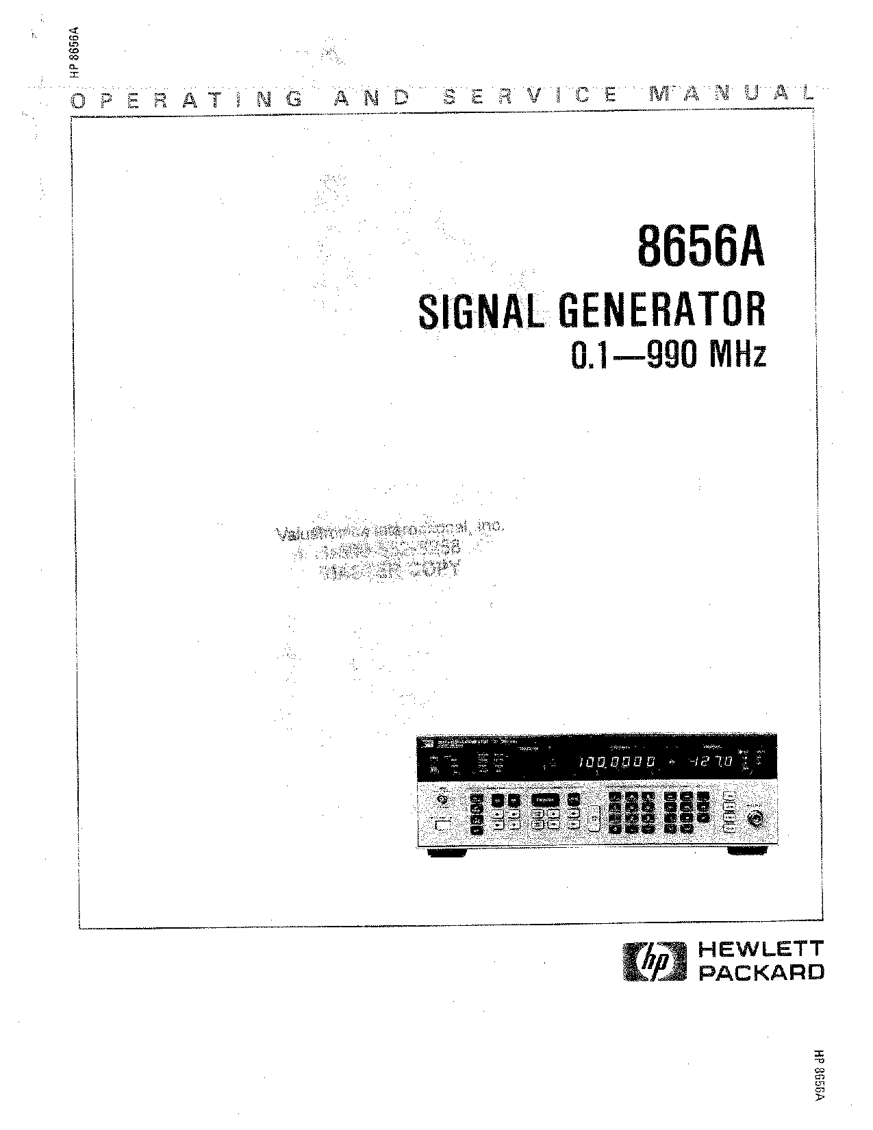 HP (Hewlett-Packard) 8656A User Manual