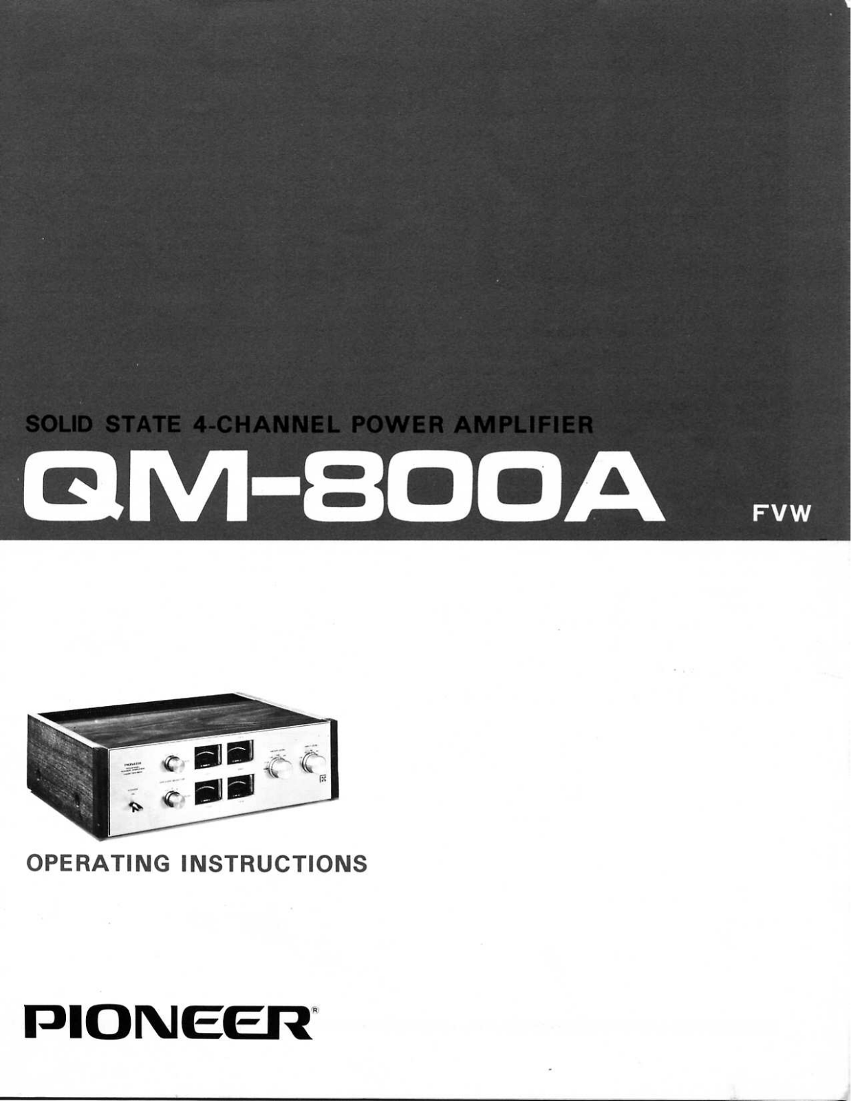 Pioneer QM-800-A Owners manual