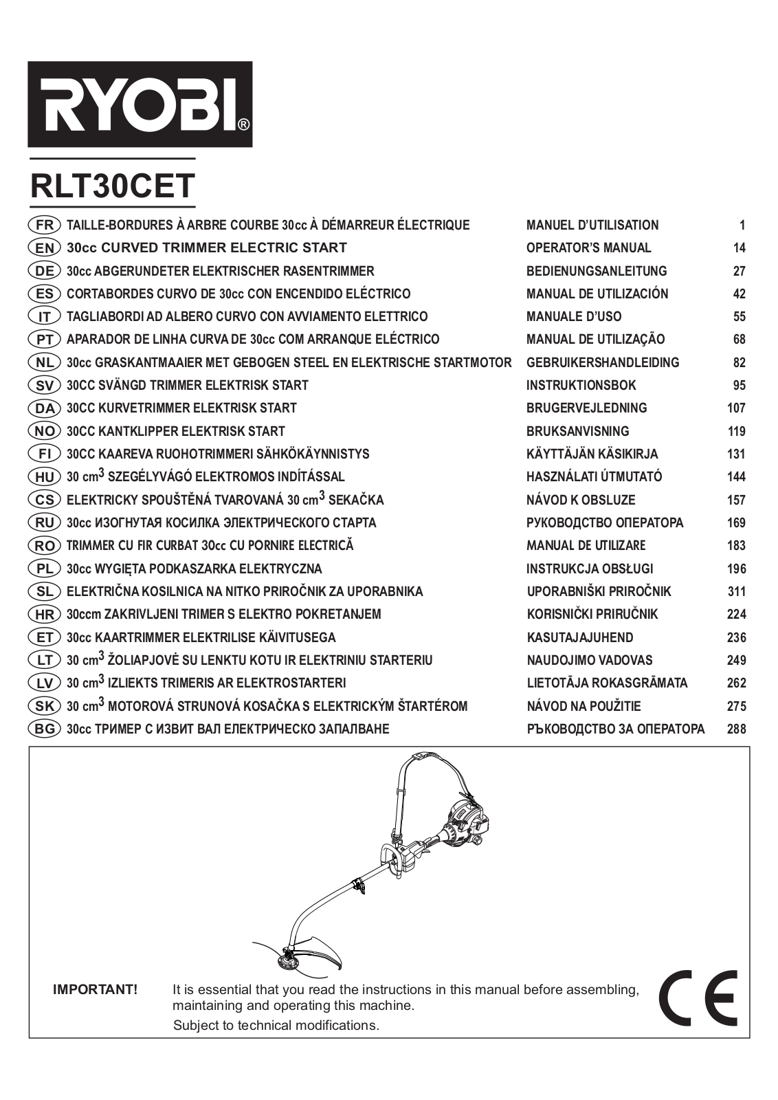 RYOBI RLT30CET User Manual