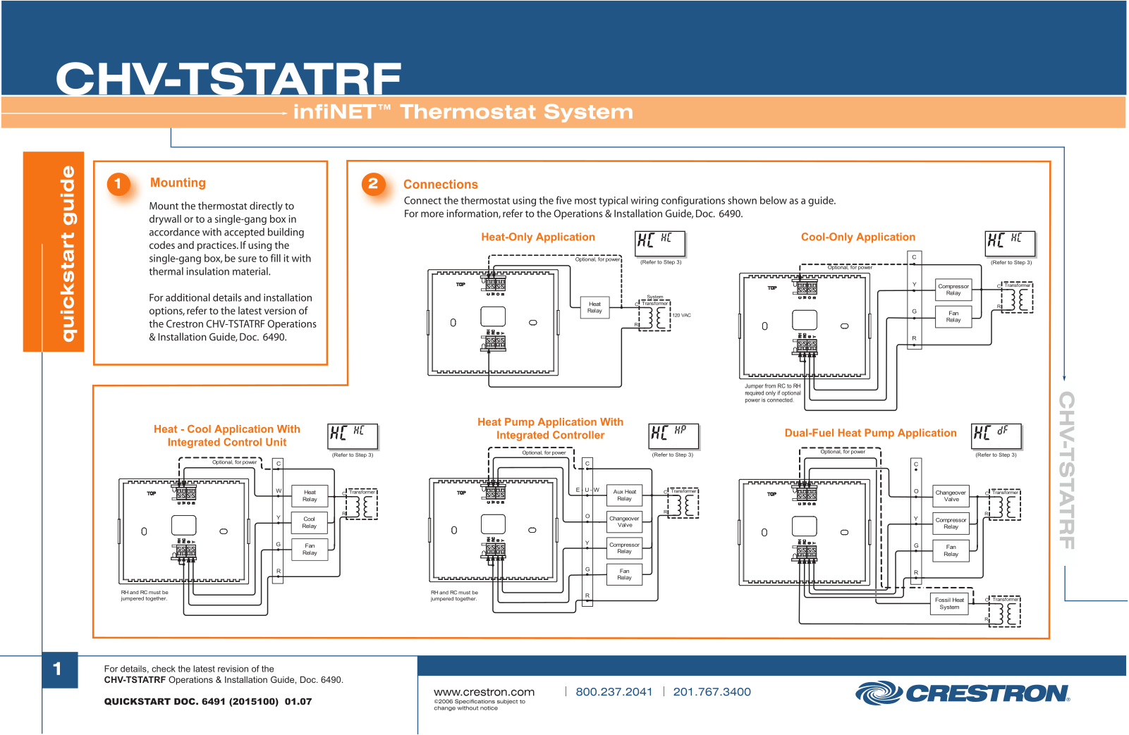 Crestron CHV-TSTATRF Start Guide