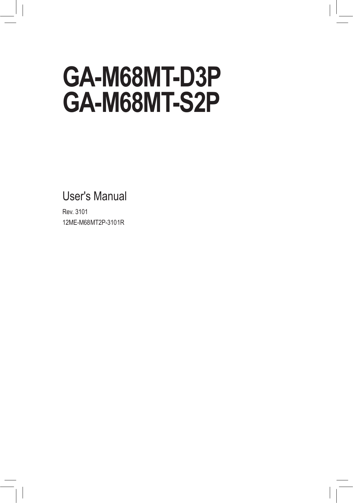 Gigabyte GA-M68MT-D3P, GA-M68MT-S2P User Manual