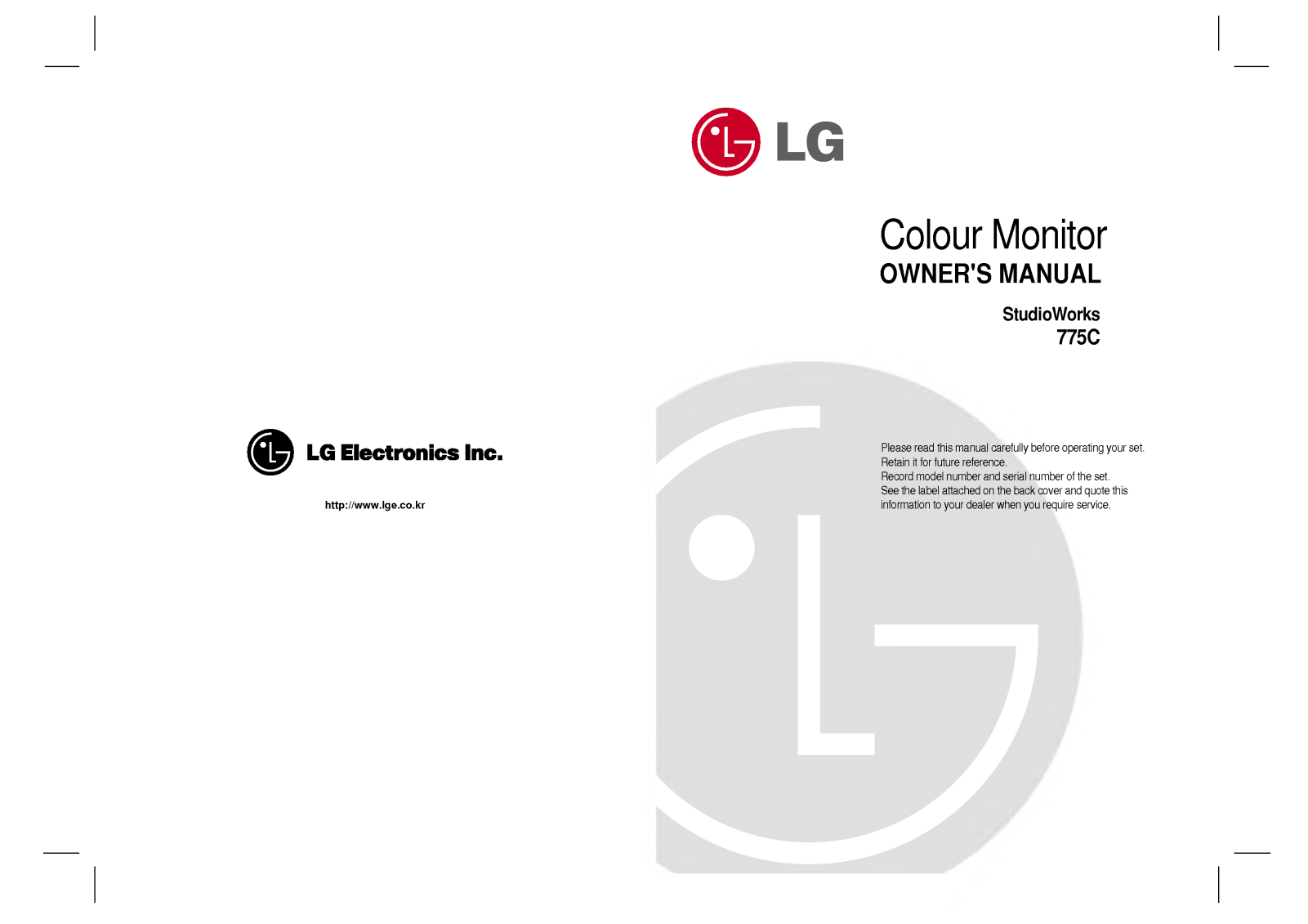 LG STUDIOWORKS 775C-CB775BC User Manual