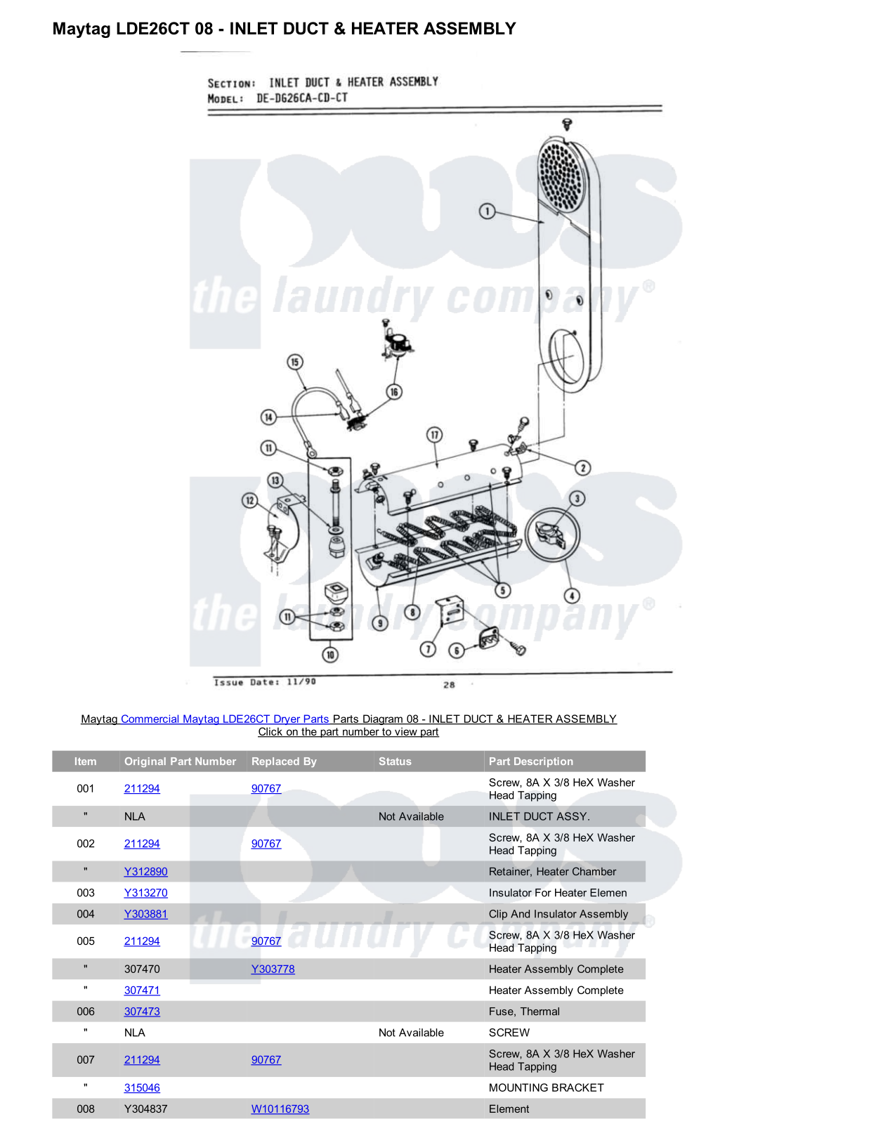 Maytag LDE26CT Parts Diagram