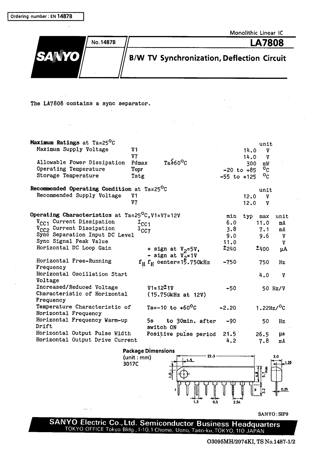 SANYO LA7808 Datasheet