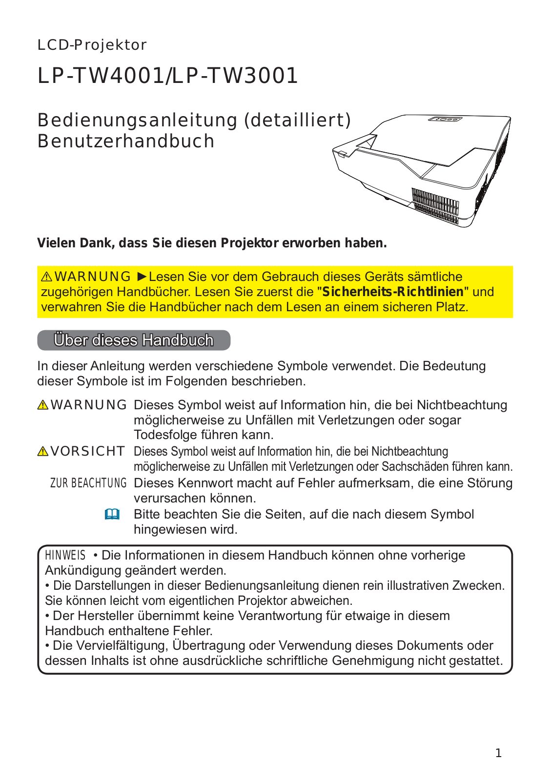 Hitachi LP-TW4001 operation manual