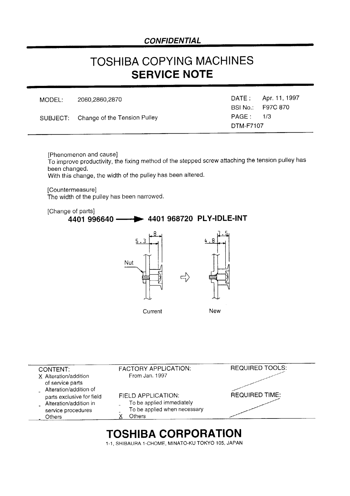 Toshiba f97c870 Service Note