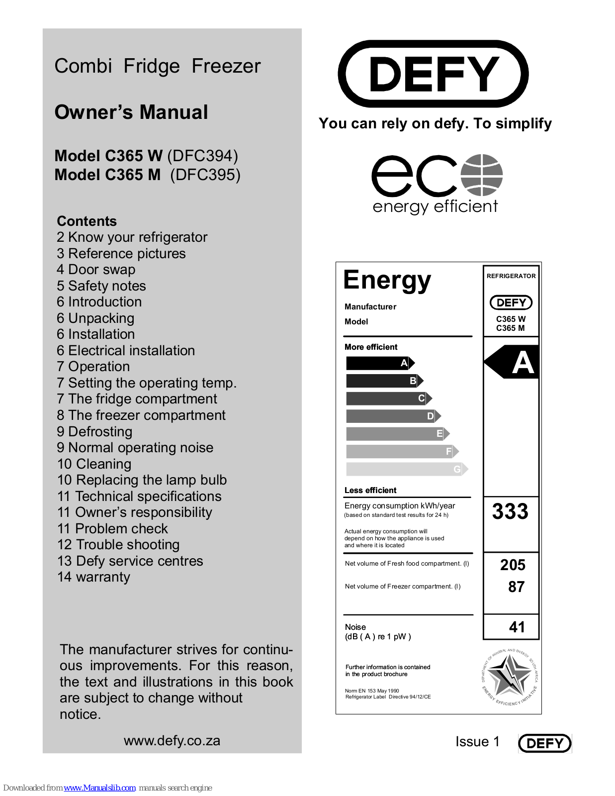 Defy C365 W Owner's Manual