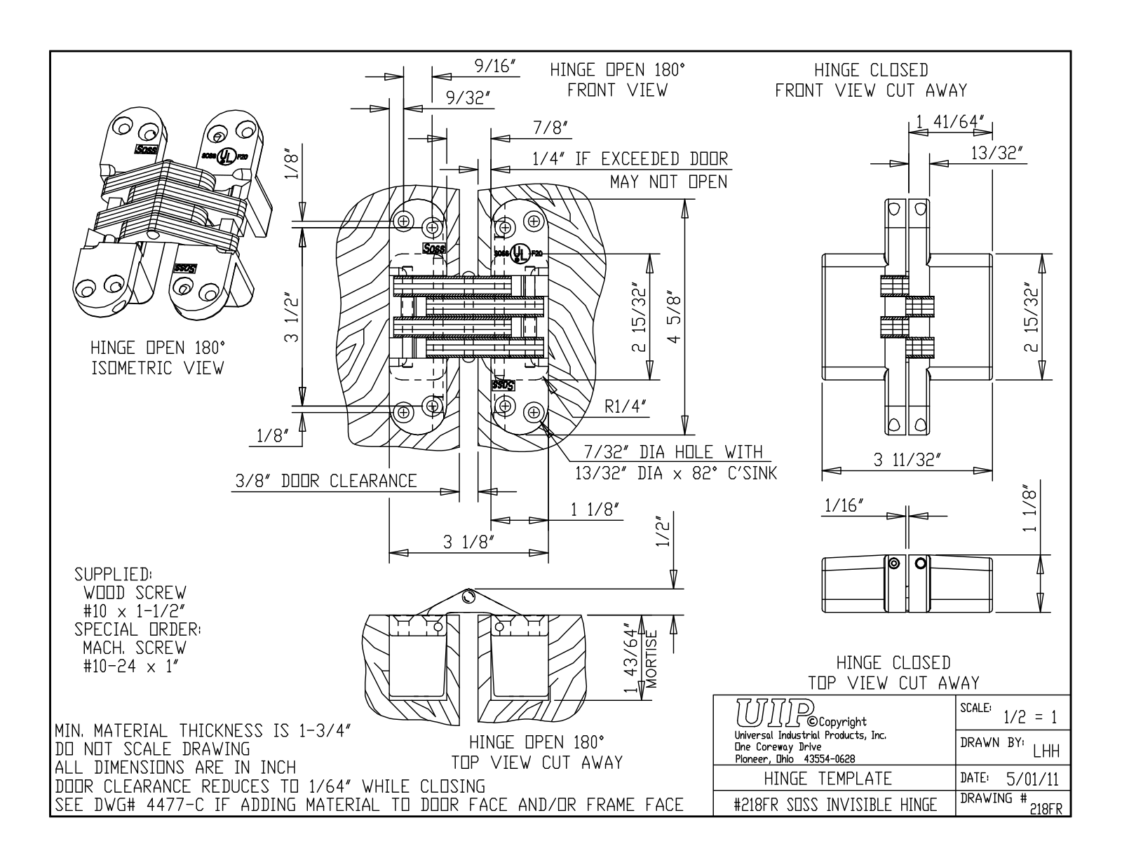 SOSS RVW1043 Dimensions - ManualMachine.com