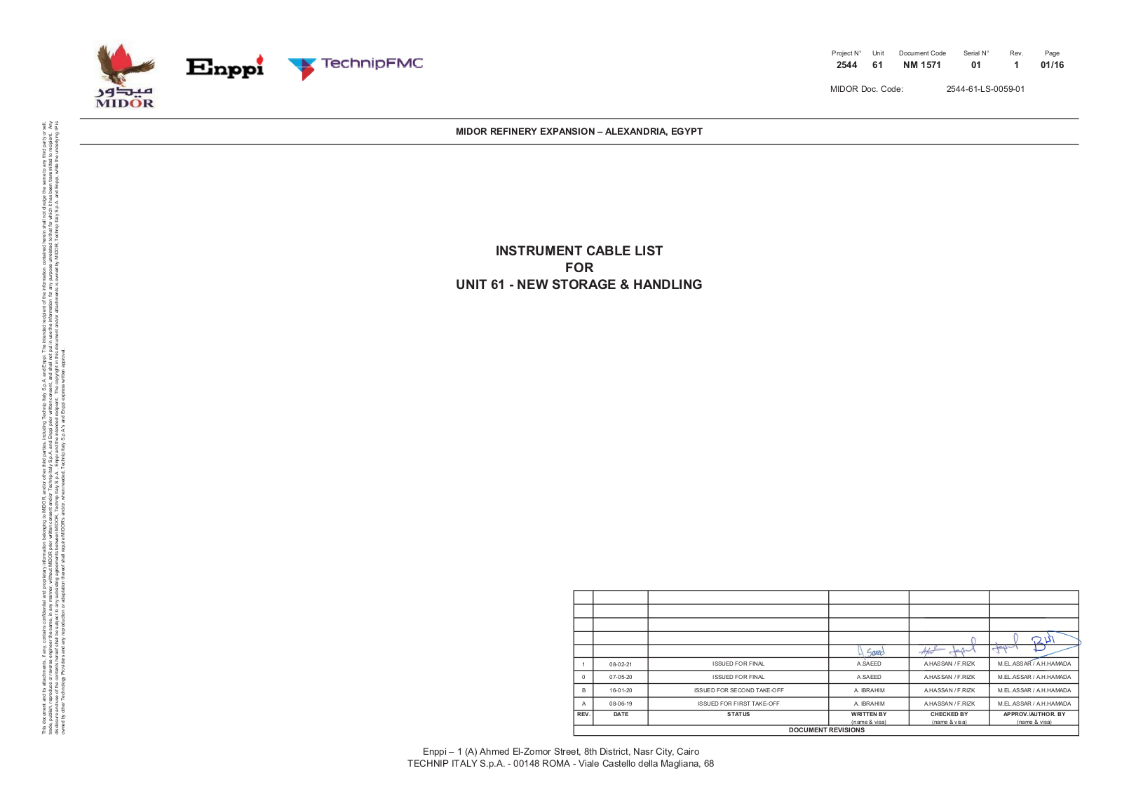 Technip UNIT 61 User Manual