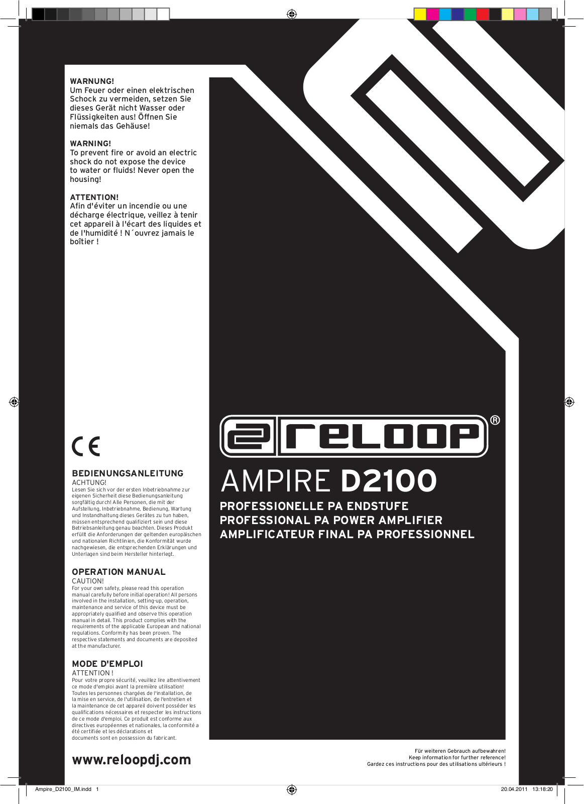 Reloop D2100 User Manual