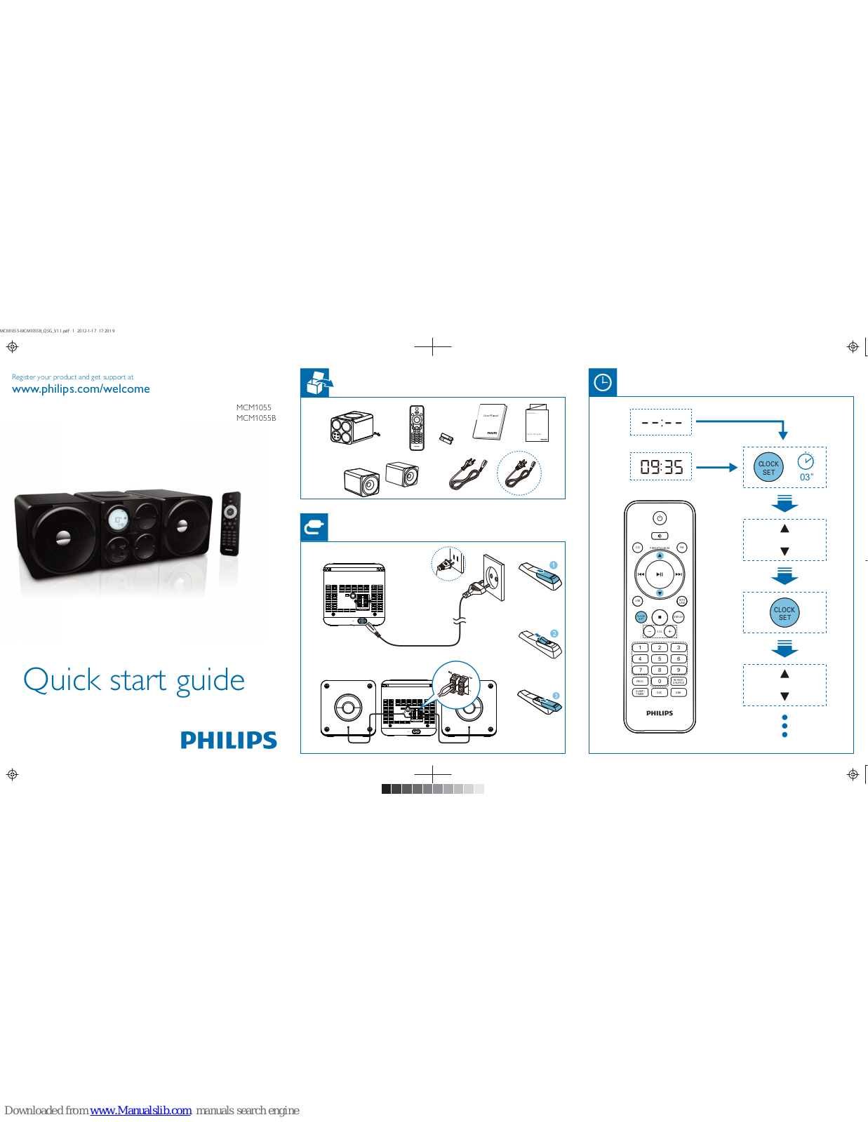 Philips MCM1055/51, MCM1055B/51, MCM1055, MCM1055B Quick Start Manual