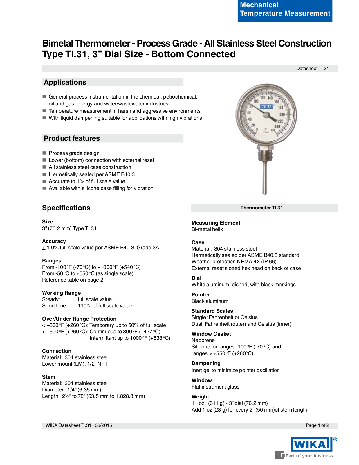 WIKA TI.31 Data sheet