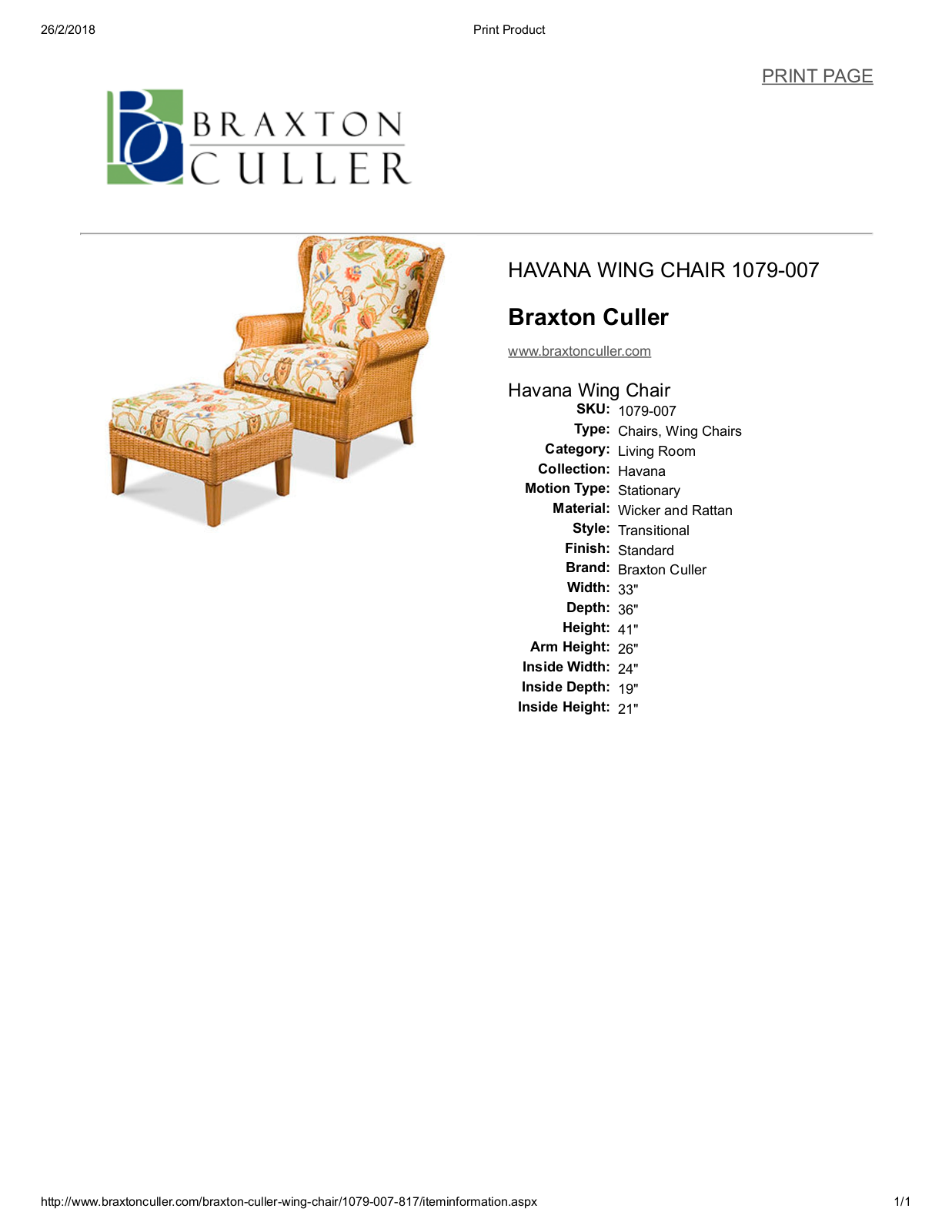 Braxton Culler BXCL1705 Specifications - ManualMachine.com