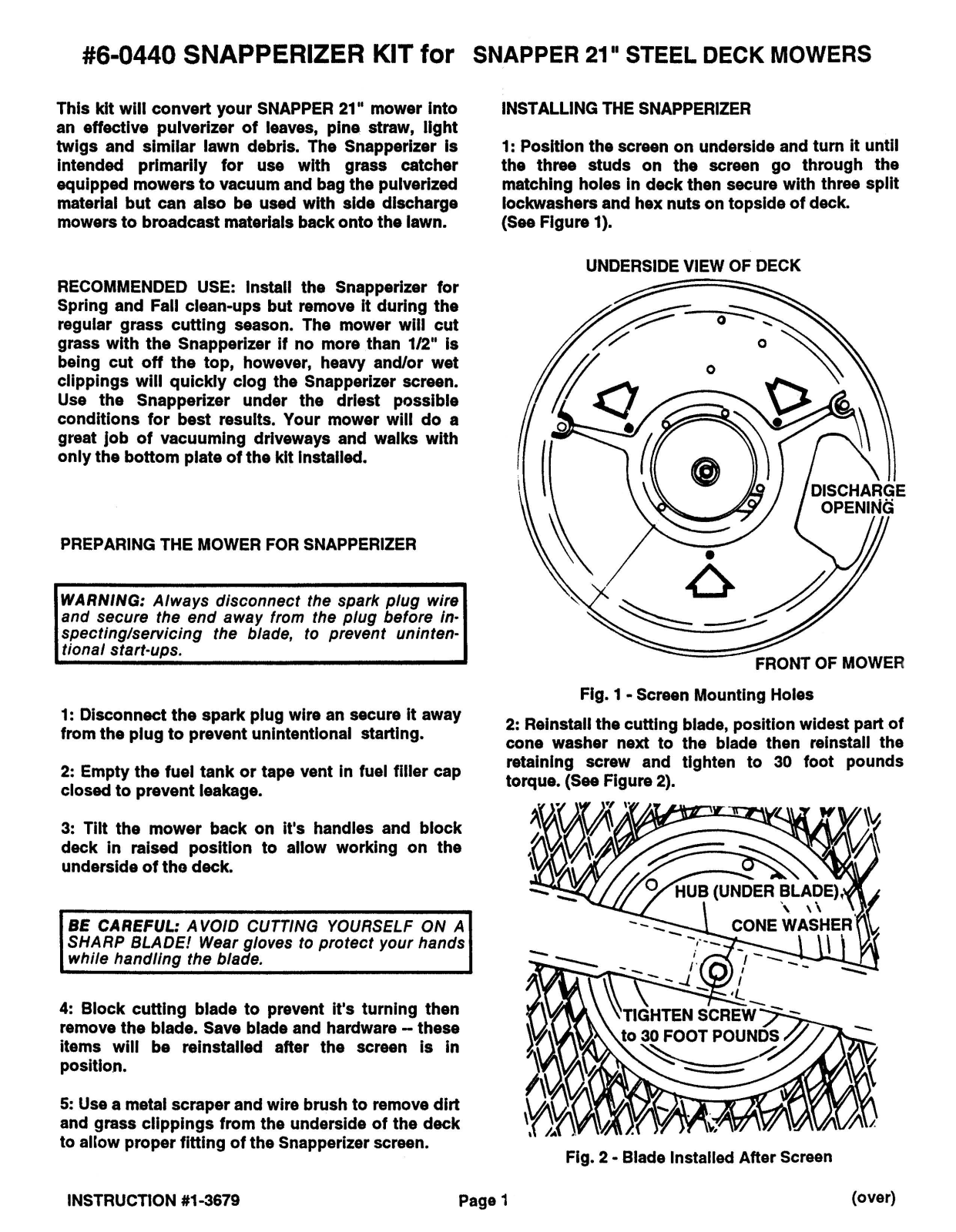 Snapper 6-0440 User Manual