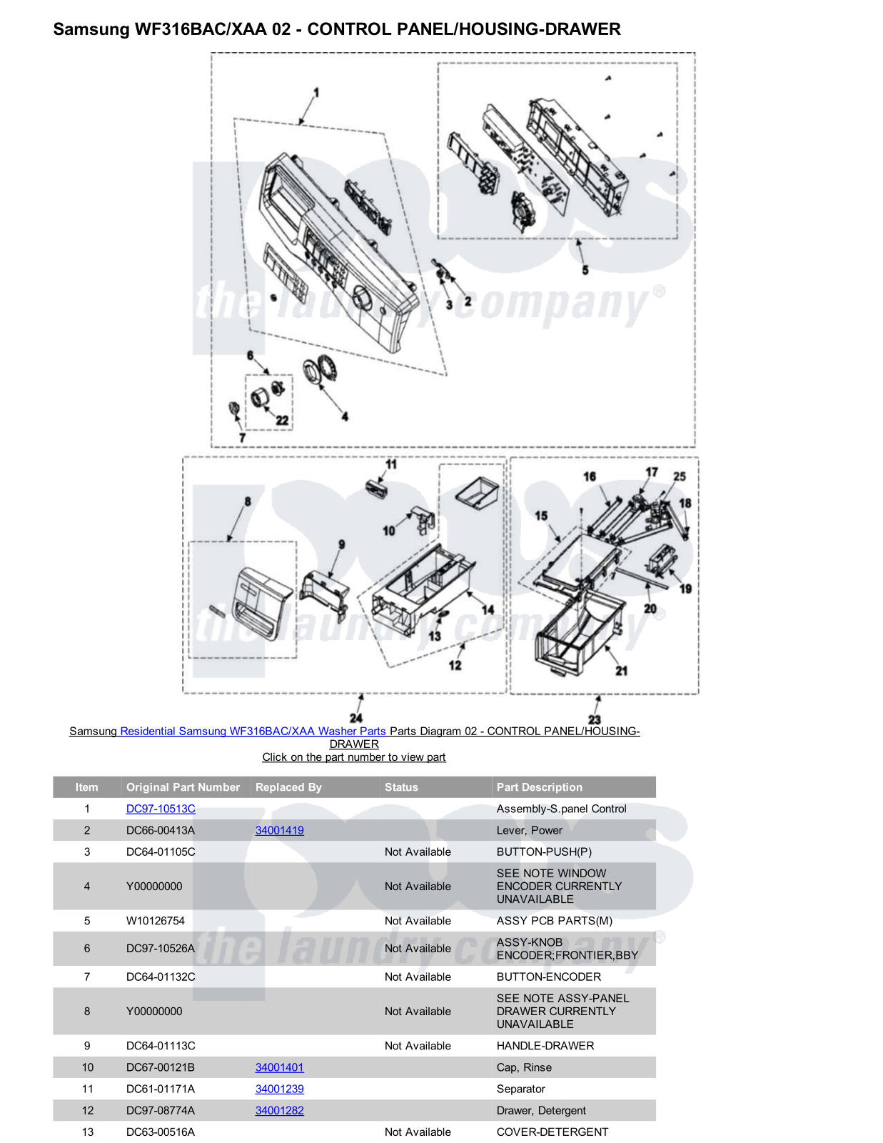 Samsung WF316BAC/XAA Parts Diagram