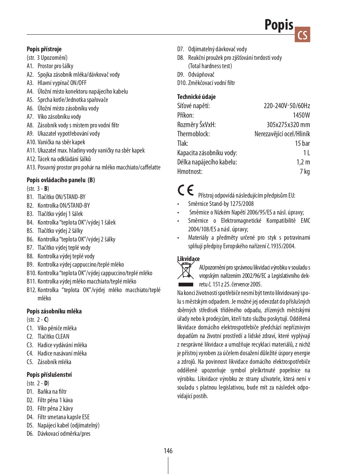 DeLonghi EC 850 User Manual