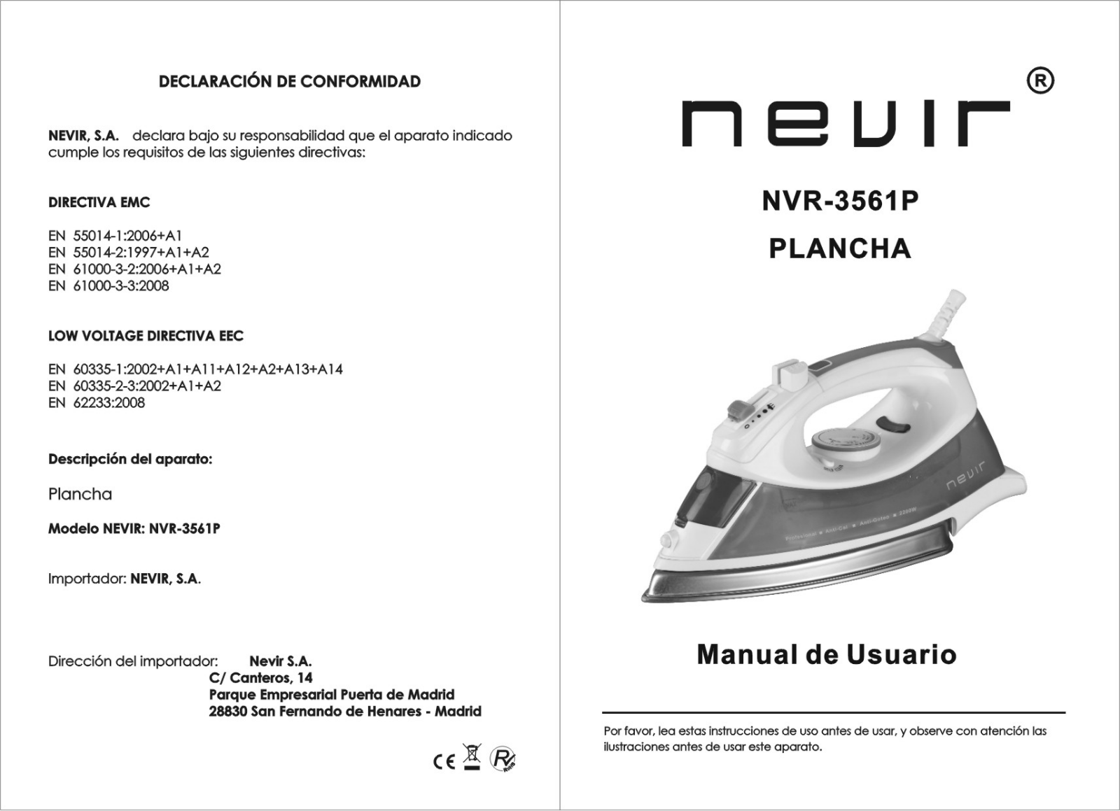 Nevir NVR-3561 P User Manual