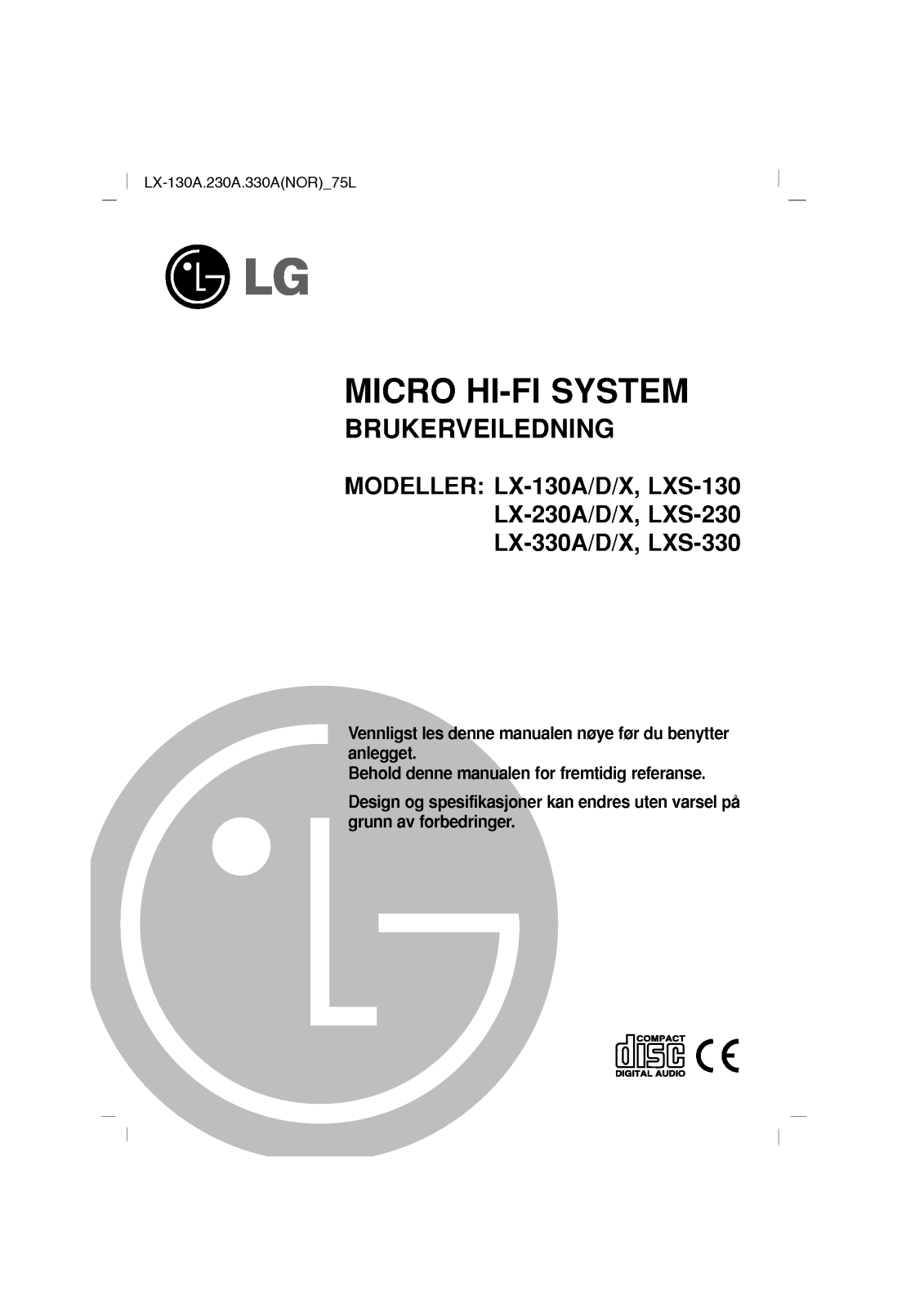 Lg LX-230A, LX-230D, LX-230X, LXS-230, LX-130A user Manual