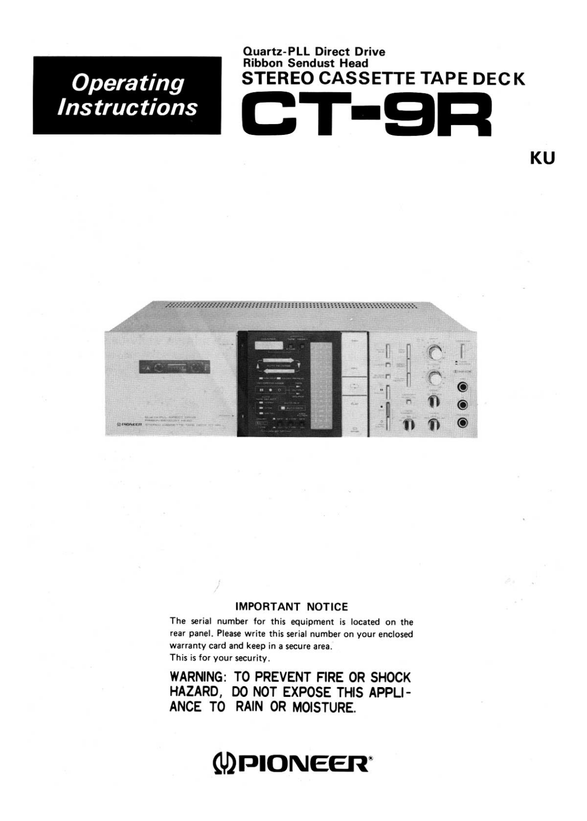 Pioneer CT-9-R Owners manual