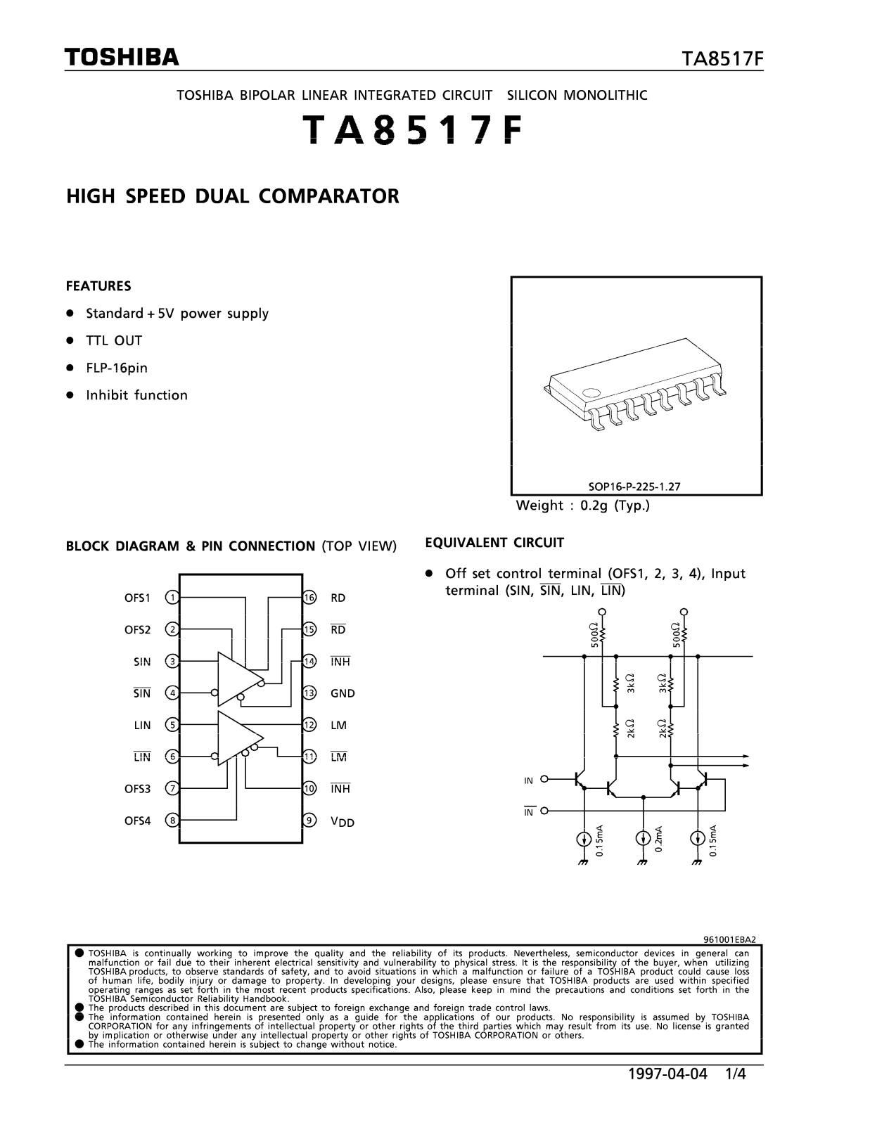 Toshiba TA8517F Datasheet