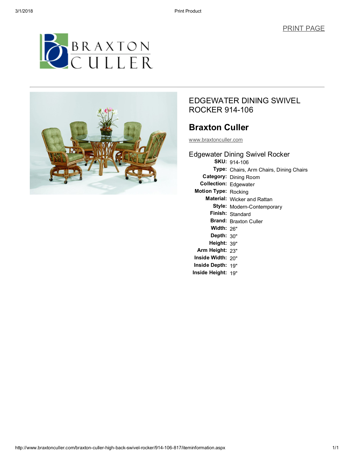 Braxton Culler BXCL1608 Specifications - ManualMachine.com