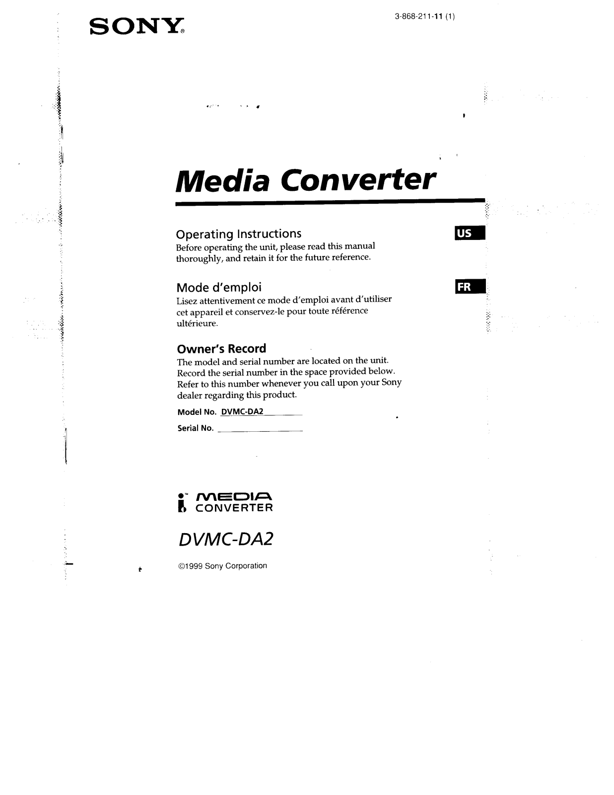 Sony DVMC-DA2 User Manual