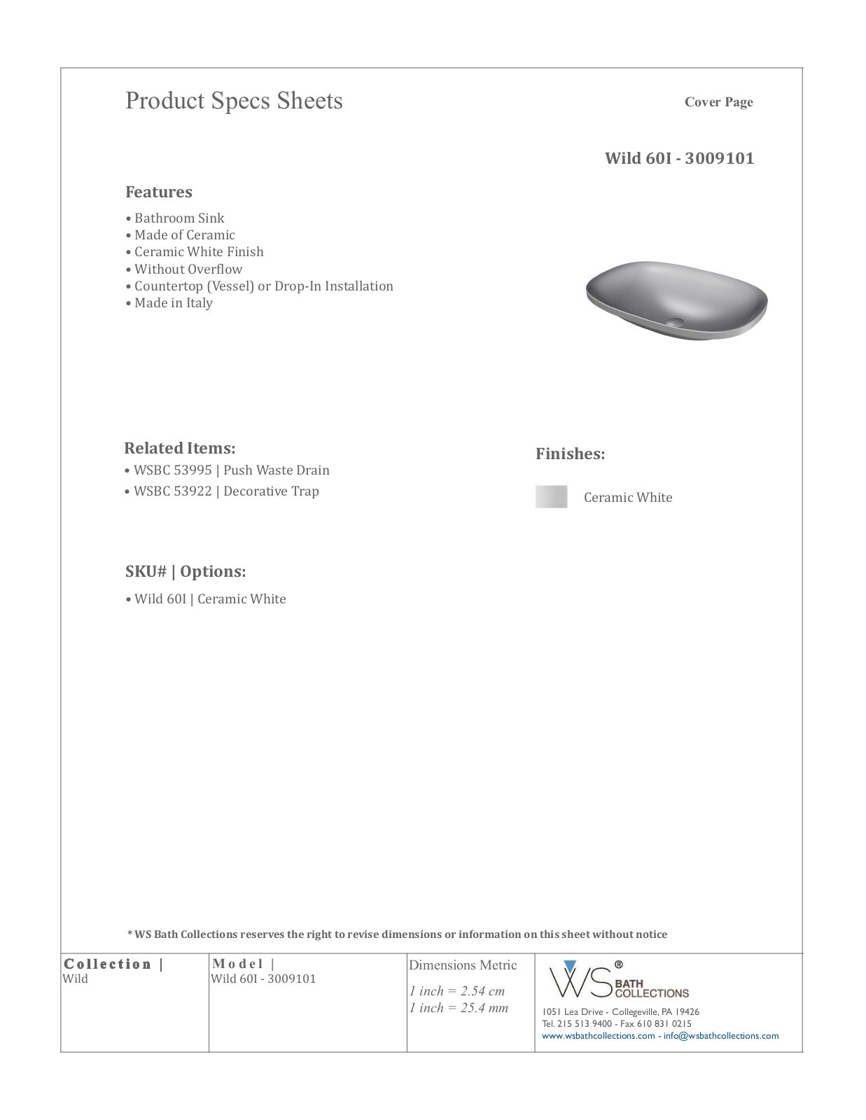 WS Bath Collections WSO3354 Specifications - ManualMachine.com