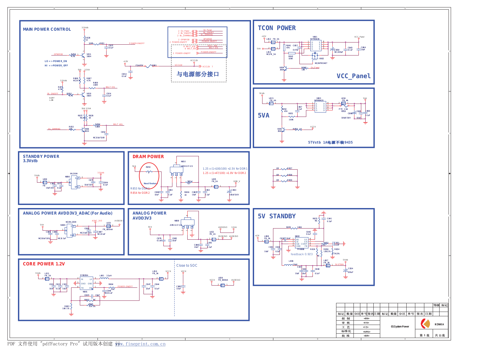 KONKA LED32F3300C, LED40F3300C, LED42F3300C Schematic