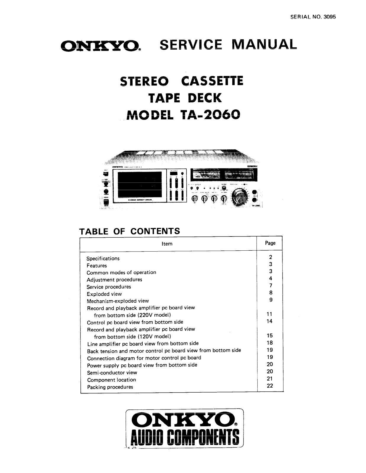 Onkyo TA-2060 Service manual