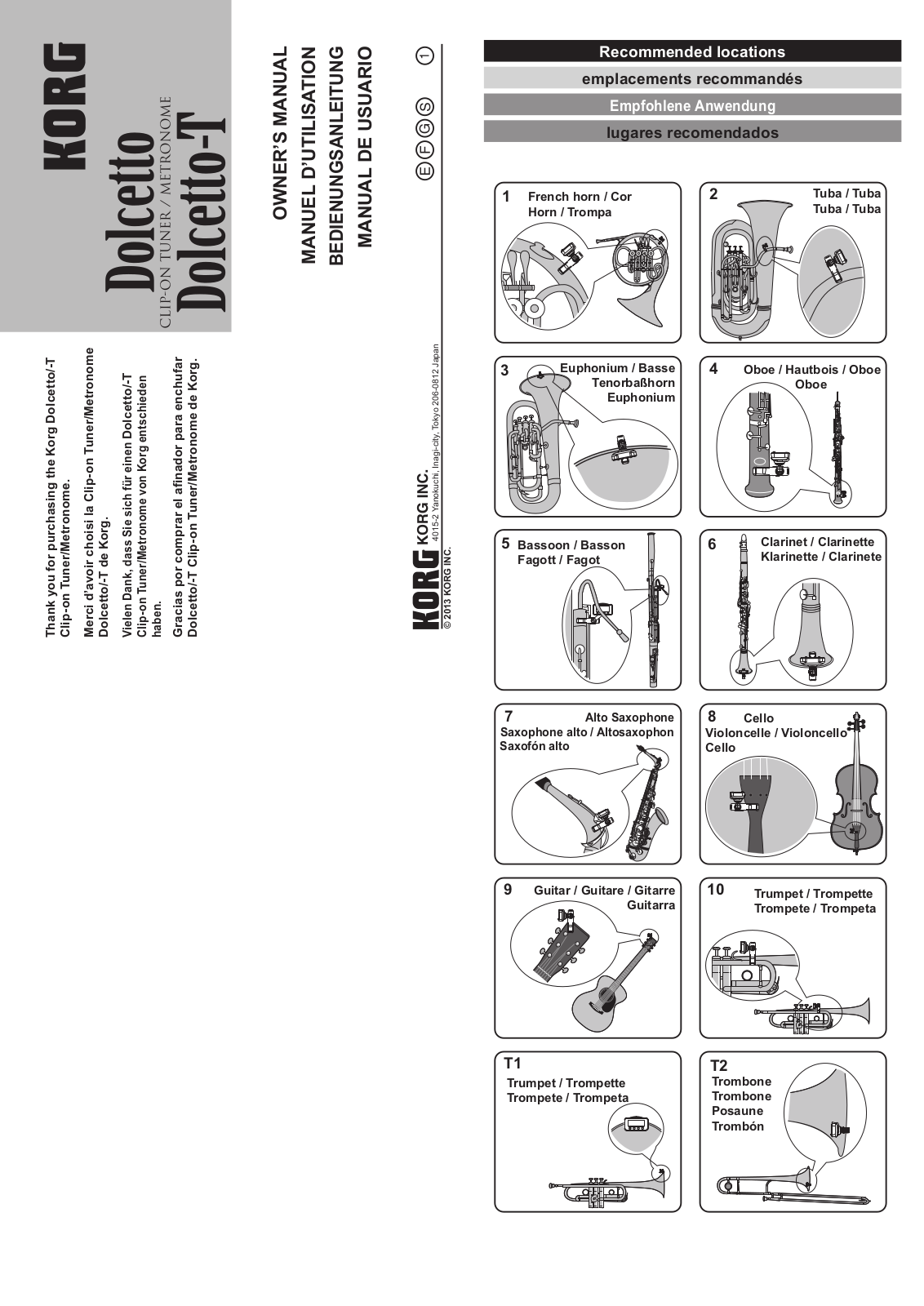 Korg AW-3M Dolcetto, Dolcetto-T Owner's Manual