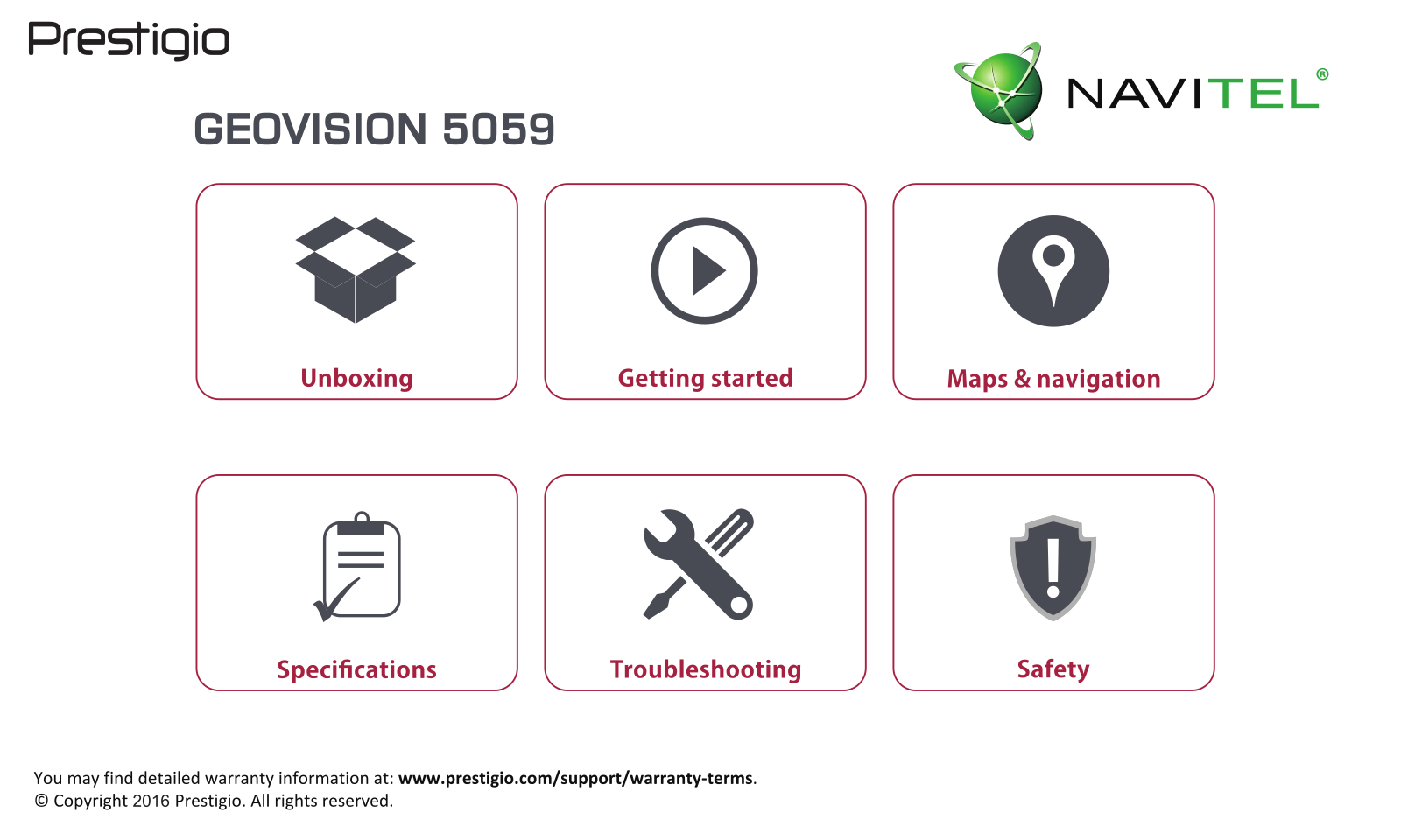 Prestigio GeoVision 5059 Navitel Instruction Manual