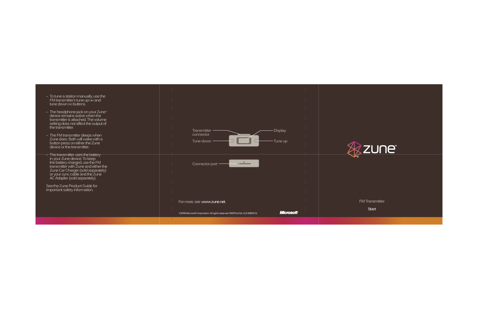 ZUNE FM transmitter start guide