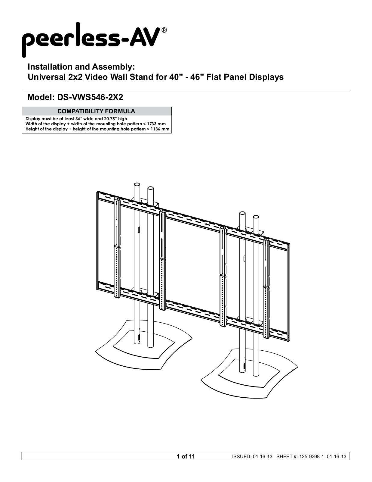 Peerless-AV DS-VWS546-2X2 Installation