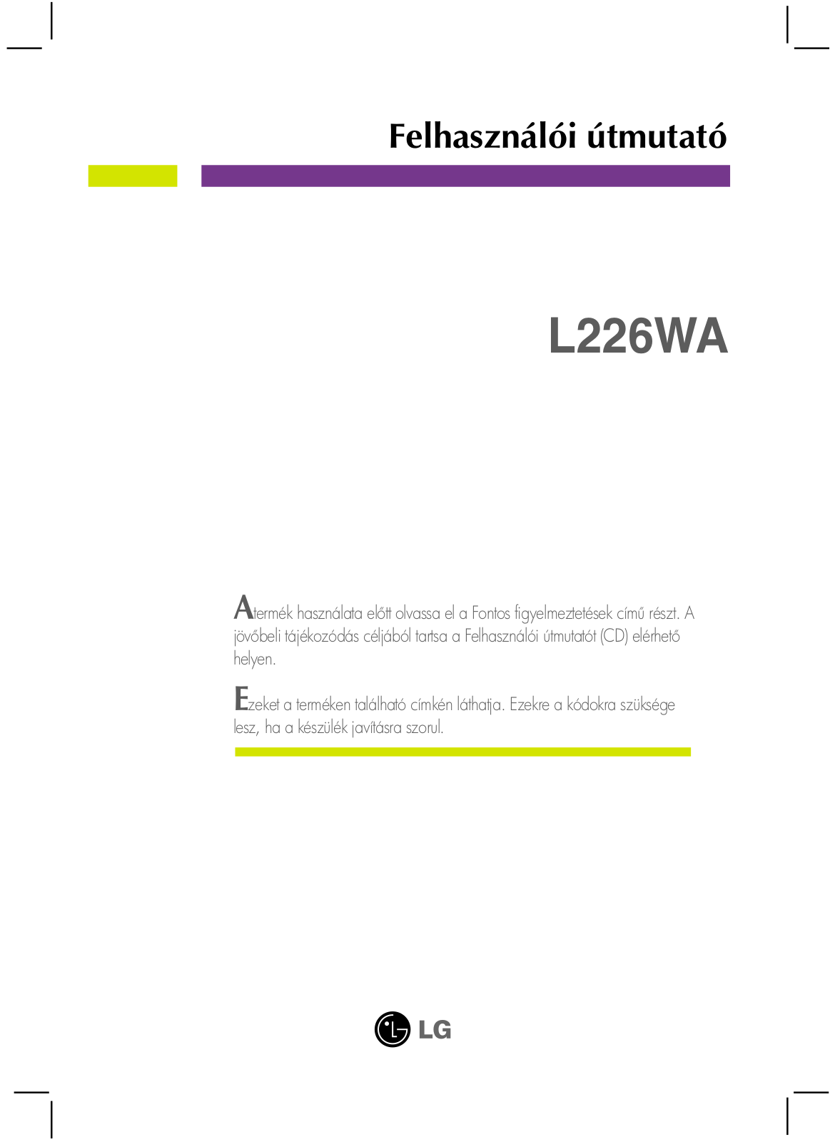 Lg L226WA User Manual