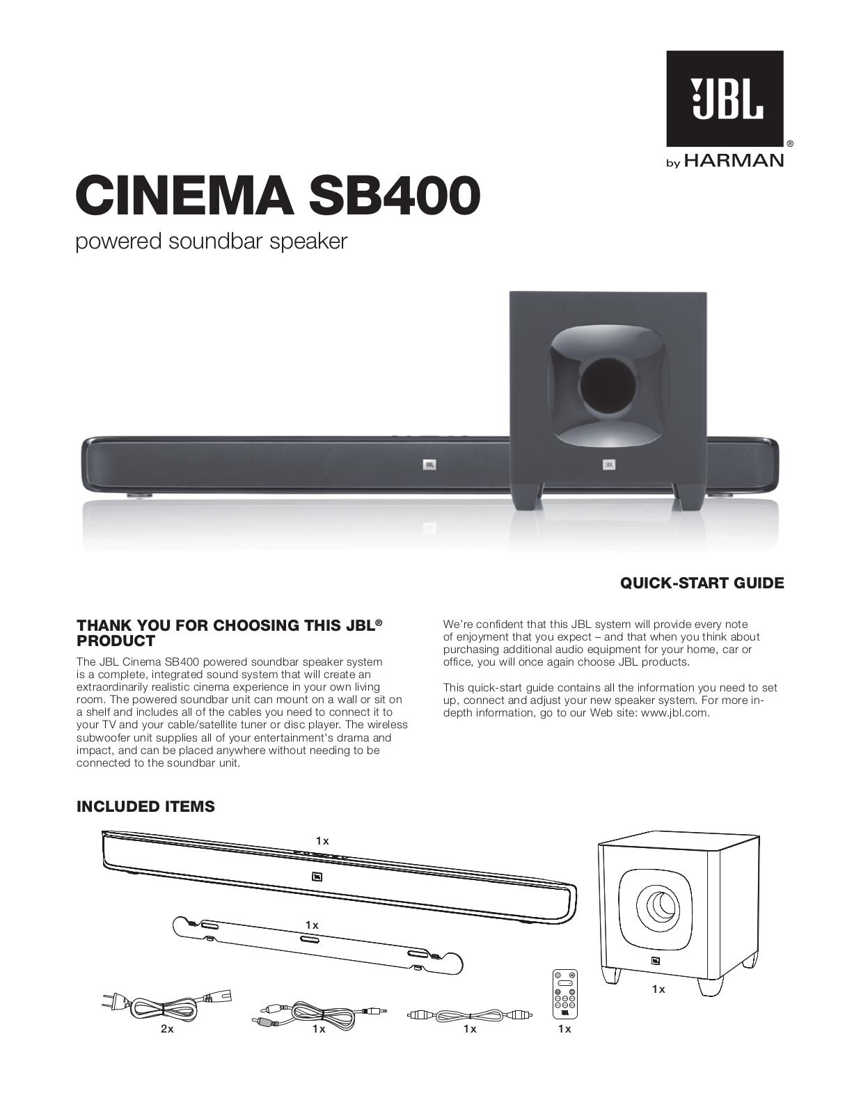 Jbl SB400 User Manual