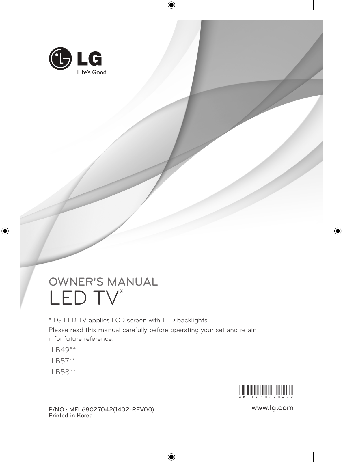 LG 32LB570B-ZB, 47LB580B-ZM, 60LB5800-ZM, 60LB580B-ZM, 60LB580U-ZM User guide