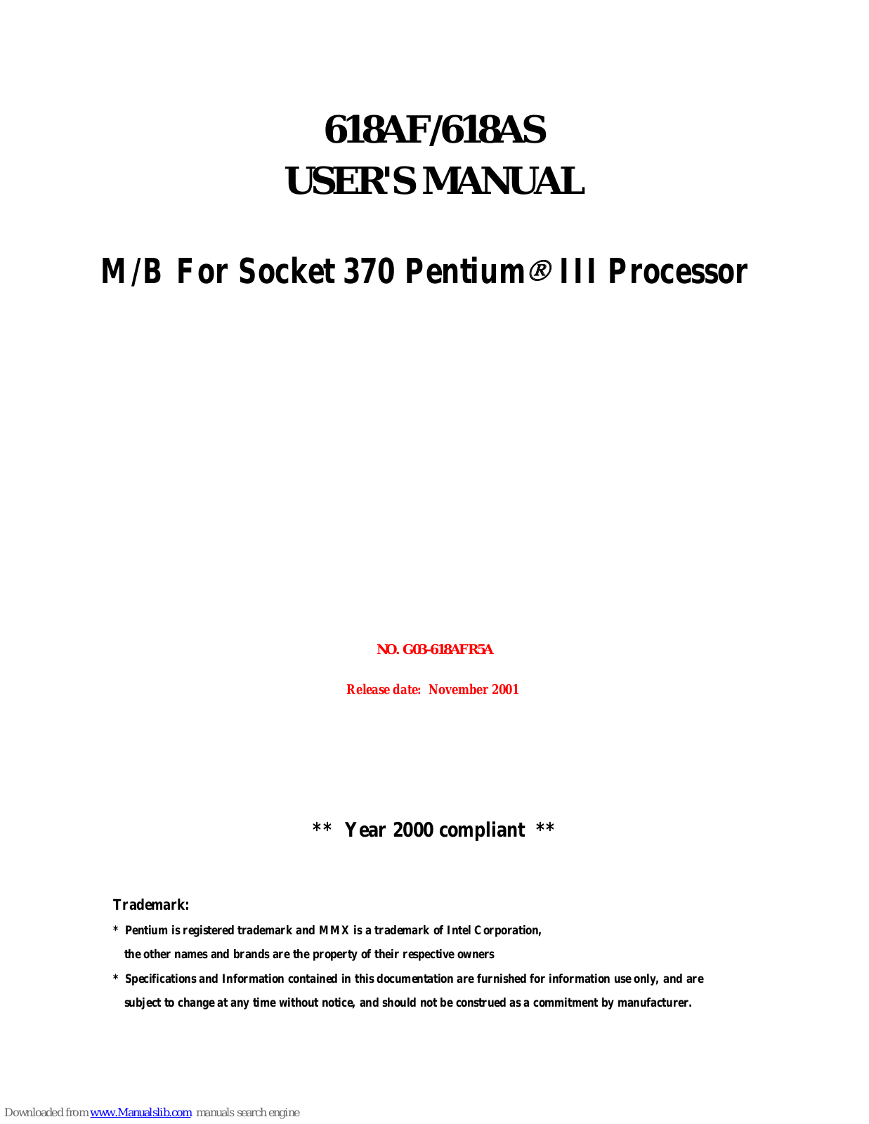 JETWAY 618AF, 618AS User Manual