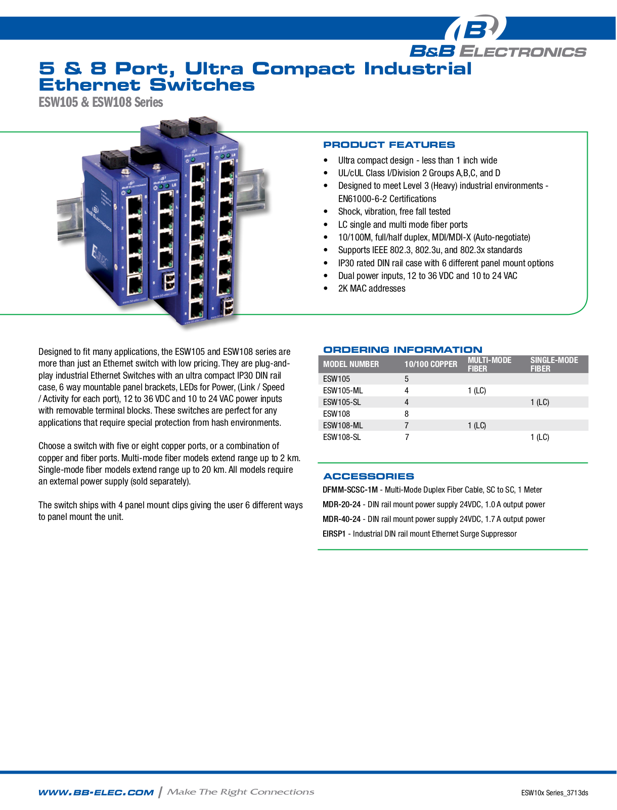 B&B Electronics ESW108 Datasheet