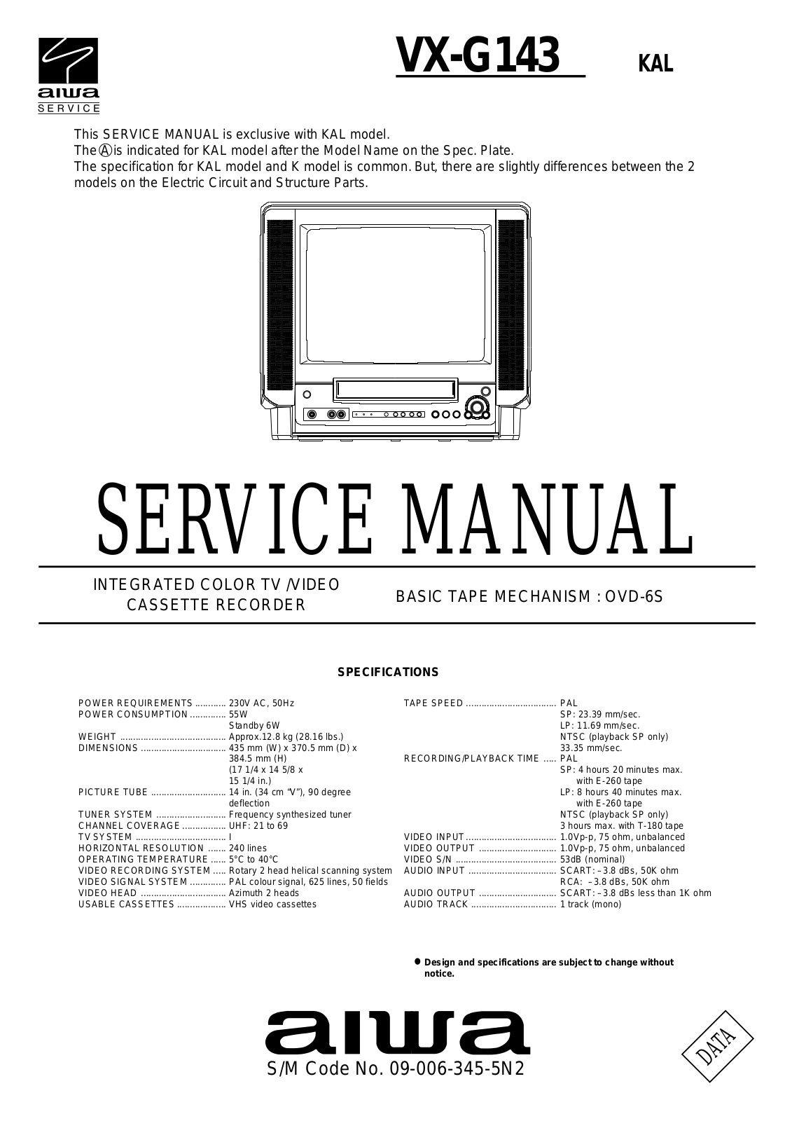 Aiwa VX-G143 Service Manual