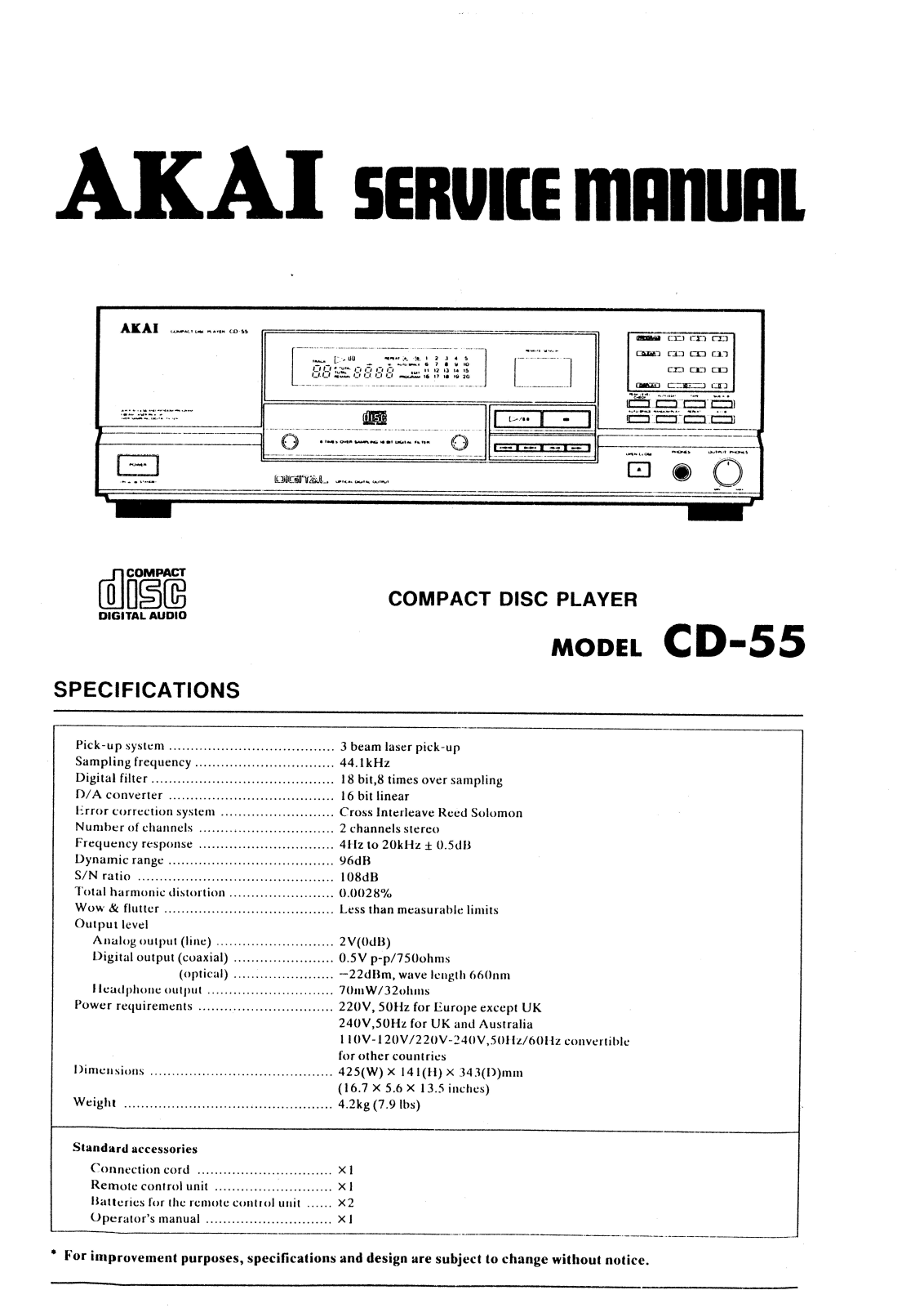 Akai CD-55 Service manual