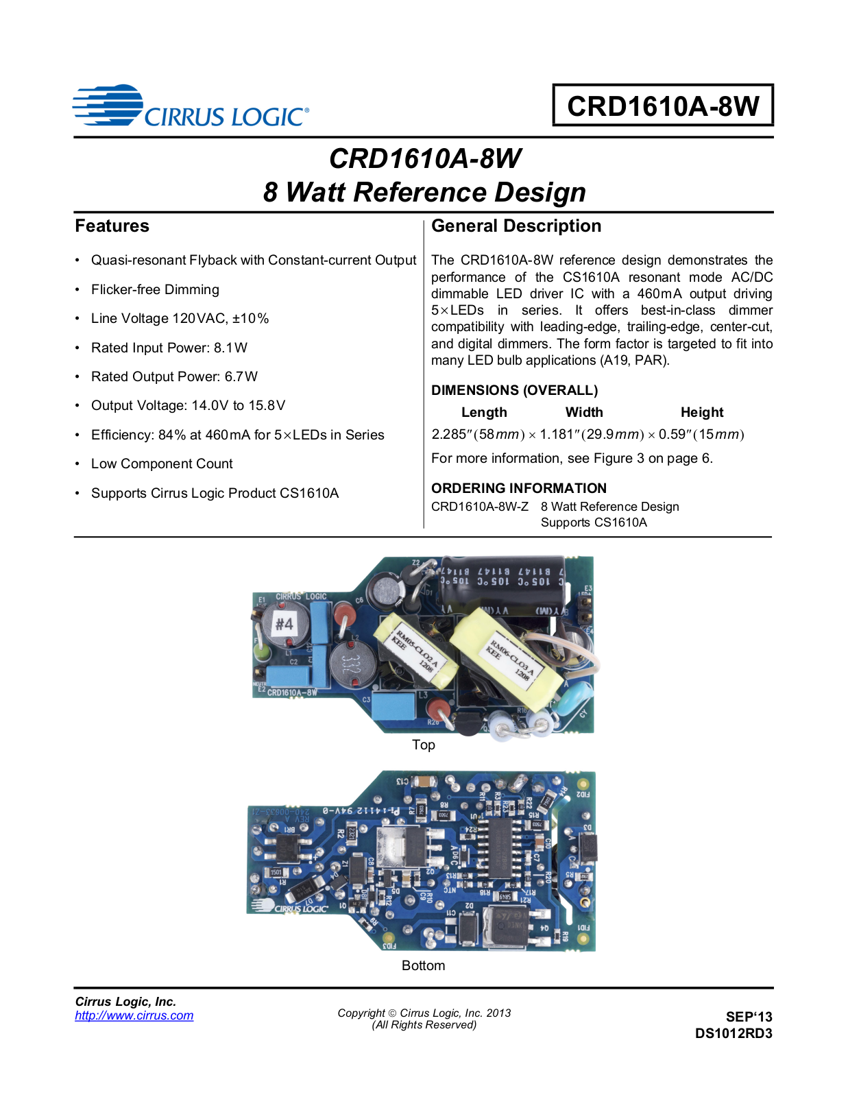 Cirrus Logic CRD1610A-8W User Manual