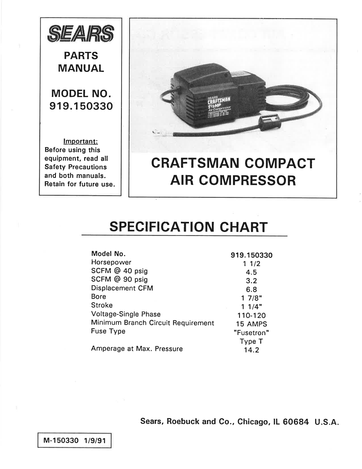 Sears 919.15033 User Manual