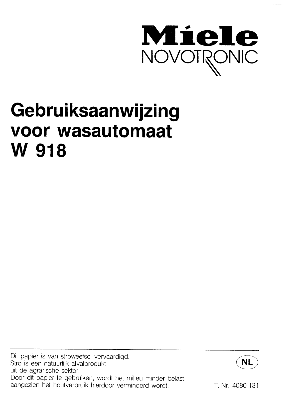 Miele W 918 User manual