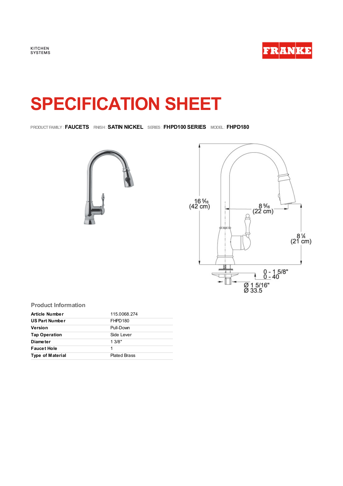 Franke Foodservice FHPD180 User Manual