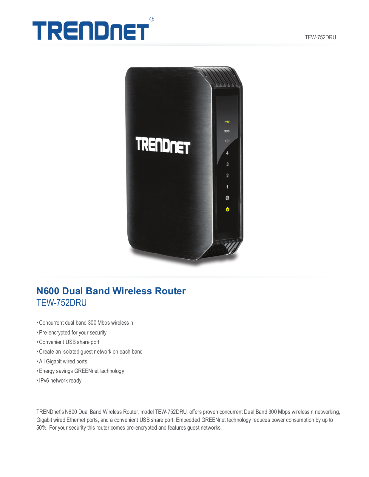 Trendnet TEW-752DRU Datasheet