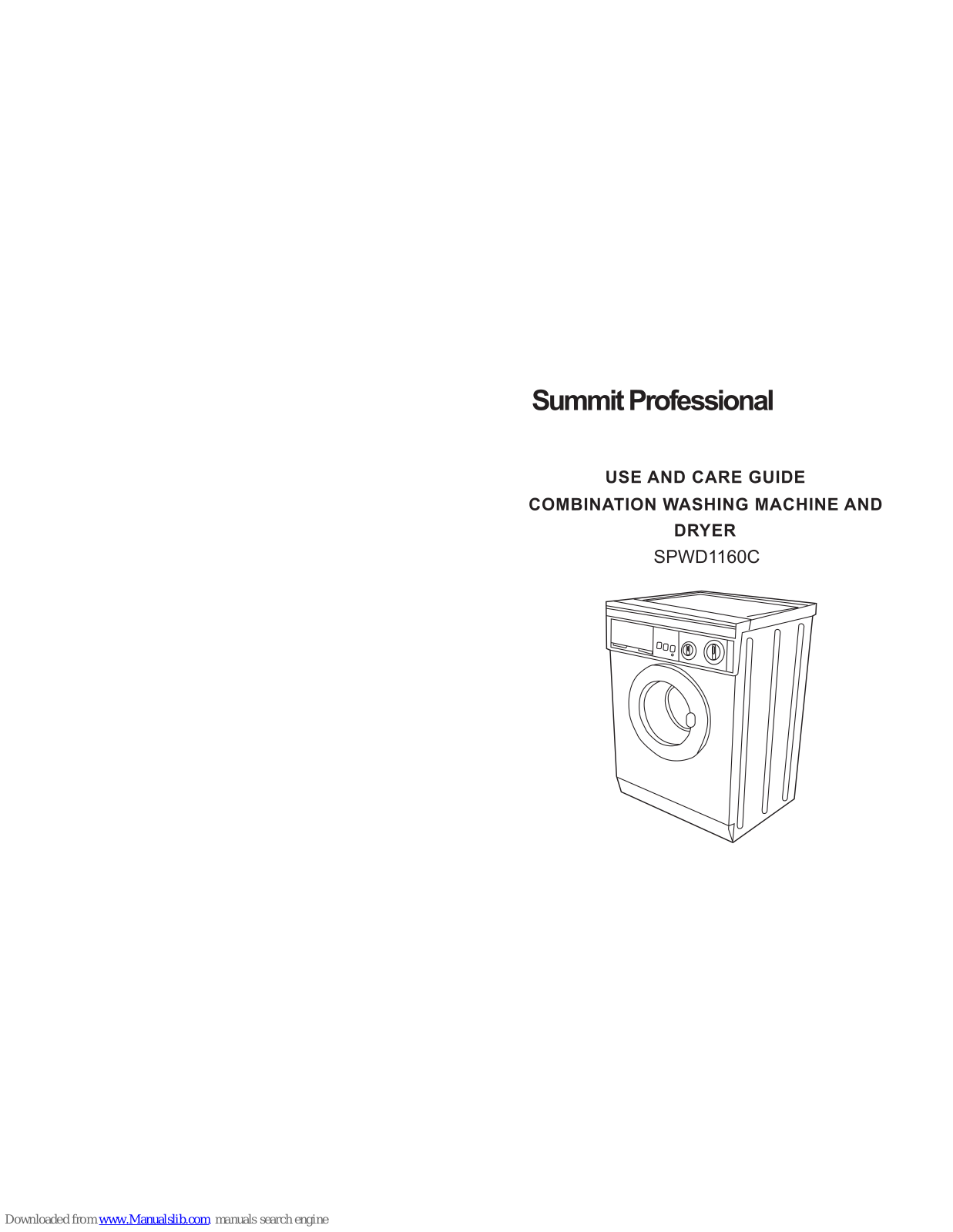 Summit Professional SPWD1160C Use And Care Manual