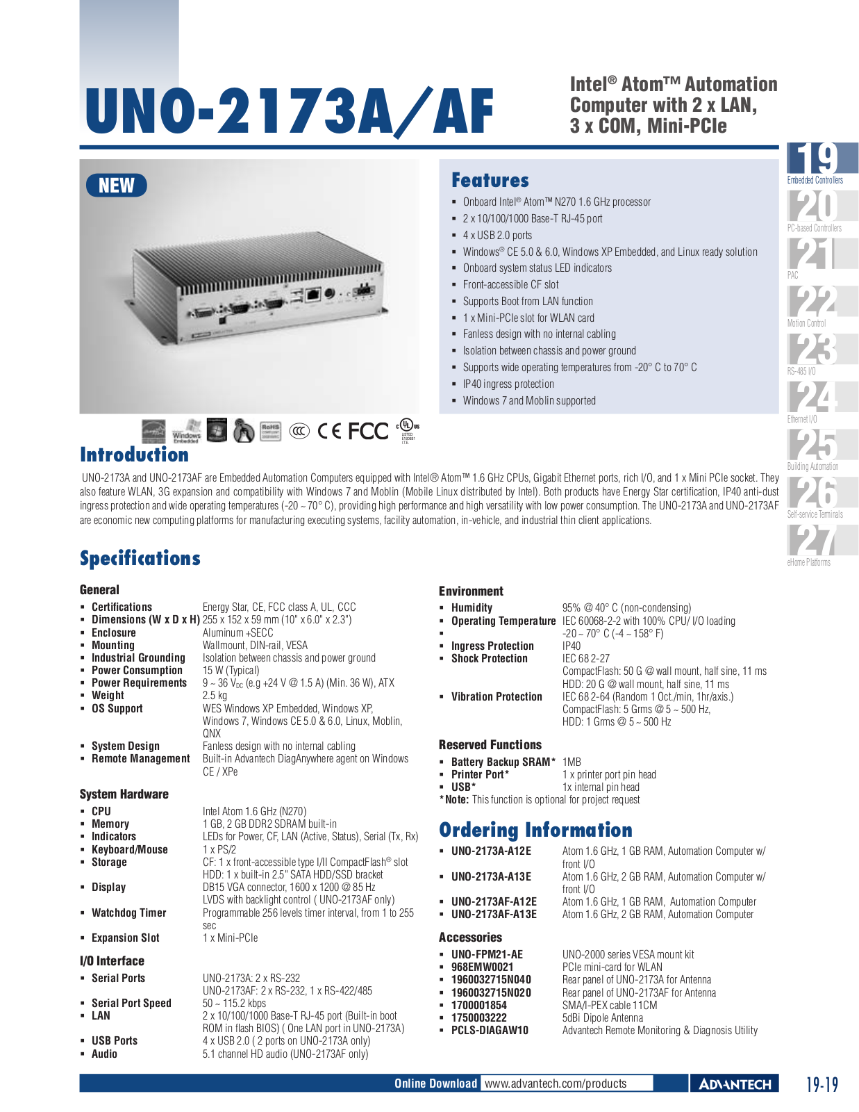 Advantech UNO-2173A, UNO-2173AF User Manual