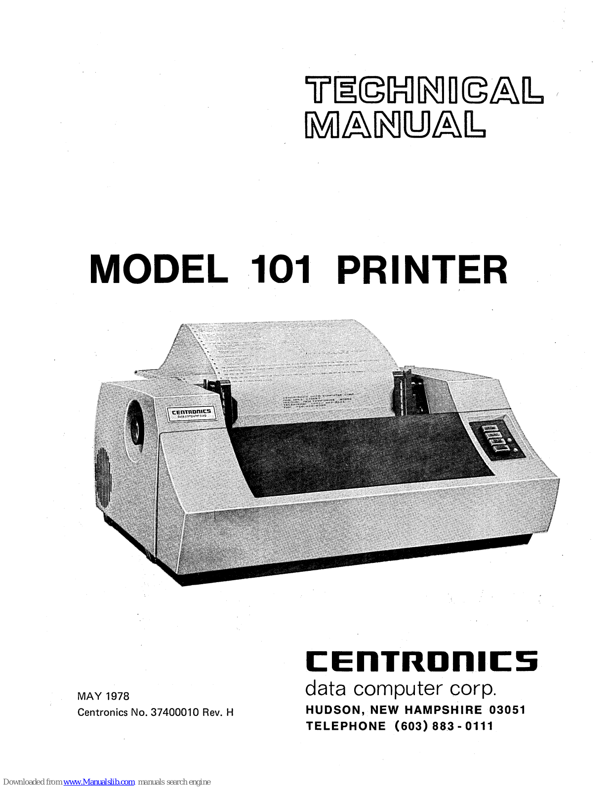 Centronics 101 Technical Manual - ManualMachine.com